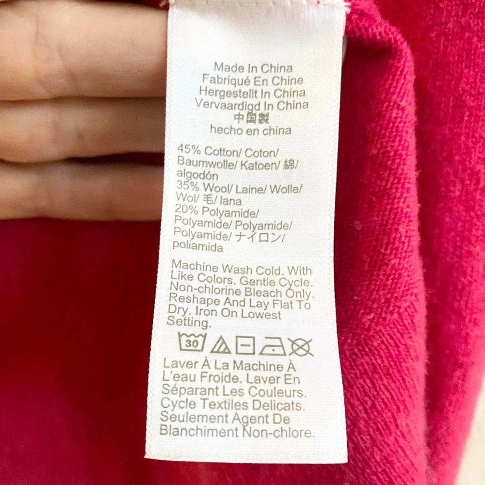 J‎ Crew Teddie Sweater Womens XS Magenta Pink Wool Cotton Crew Neck Long Sleeve